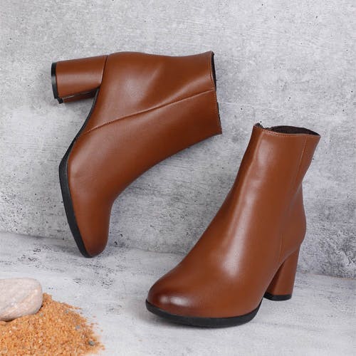 ELLE Tan Women Slip On Casual Boots