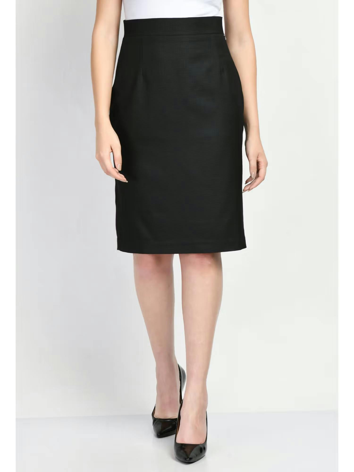 Exude Empathy Self Checked Pencil Skirt - Black