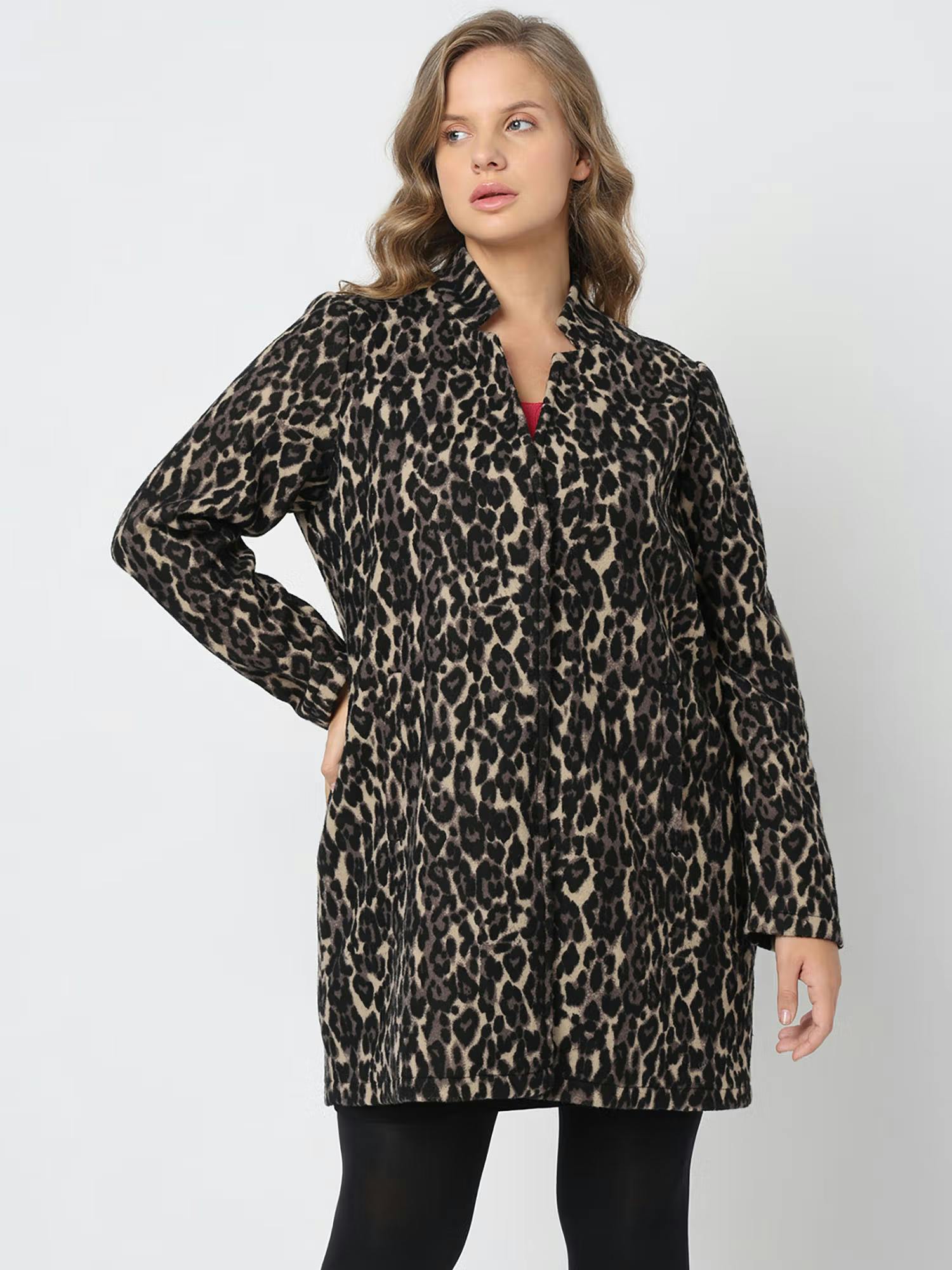 Vero Moda Black Animal Print Bushed Coat